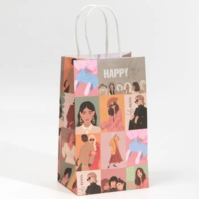 Пакет подарочный крафтовый, упаковка, &laquo;Стиль&raquo;, 12 х 21 х 9 см