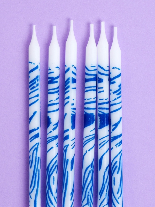 Свечи для торта  Свечи для торта "Волнистые линии", 6 шт, белый с синим