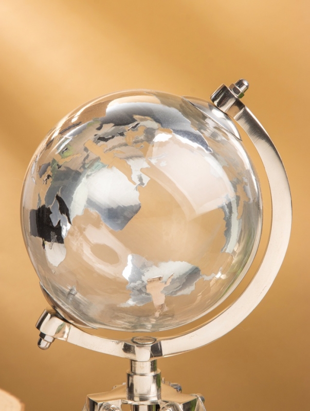Глобус сувенирный «Силвер», 19.5×21×34 см, стекло, сталь Глобус сувенирный «Силвер», 19.5×21×34 см, стекло, сталь