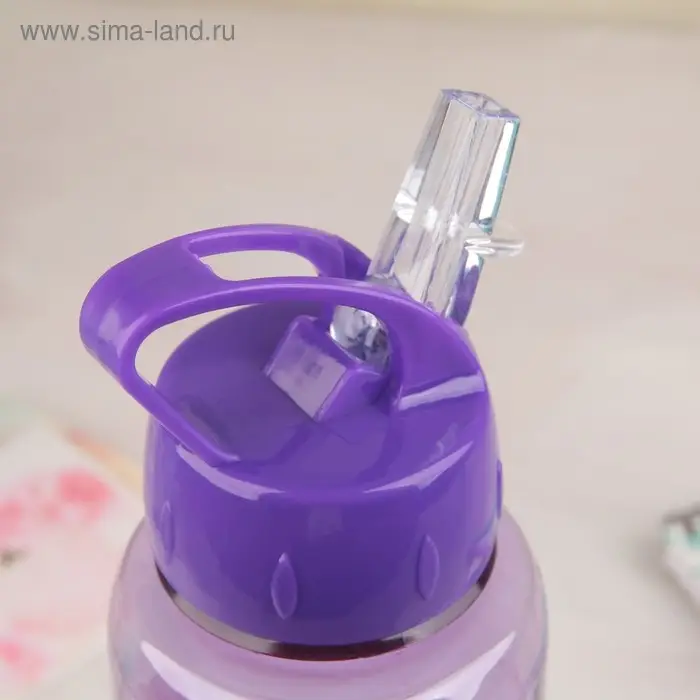 Бутылка для воды &laquo;Единороги&raquo;, с трубочкой, 850 мл, МИКС
