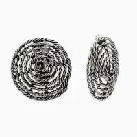 Серьги клипсы для ушей QF &laquo;Гипноз&raquo;, цвет чернёное серебро