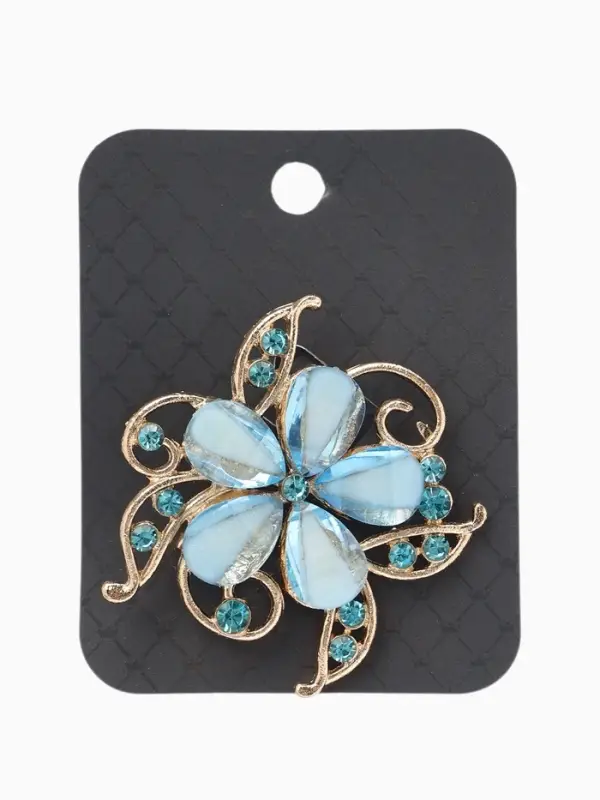 Брошь &laquo;Цветок Незабудка&raquo;, голубая в золоте