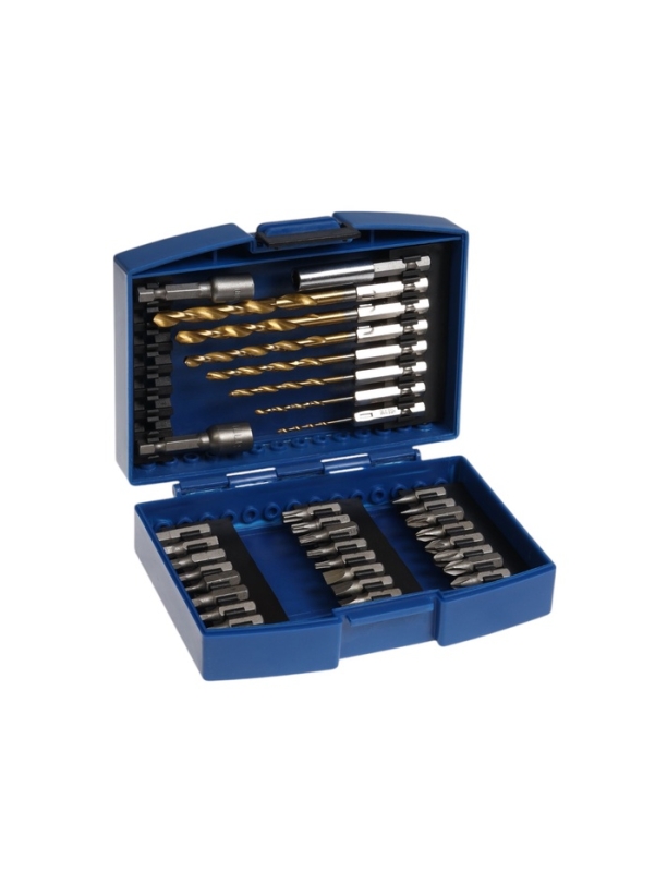 Набор сверл и бит ТУНДРА, HSS-Tin, шестигранный хвостовик, 1.5 - 6.5 мм, 34 предмета Набор сверл и бит ТУНДРА, HSS-Tin, шестигранный хвостовик, 1.5 - 6.5 мм, 34 предмета