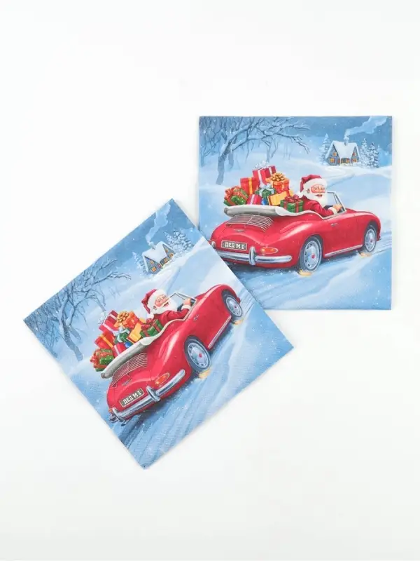 Салфетки новогодние бумажные Home Collection &laquo;Дед Мороз в пути&raquo;, 3 слоя, 33&times;33 см, 20 шт.