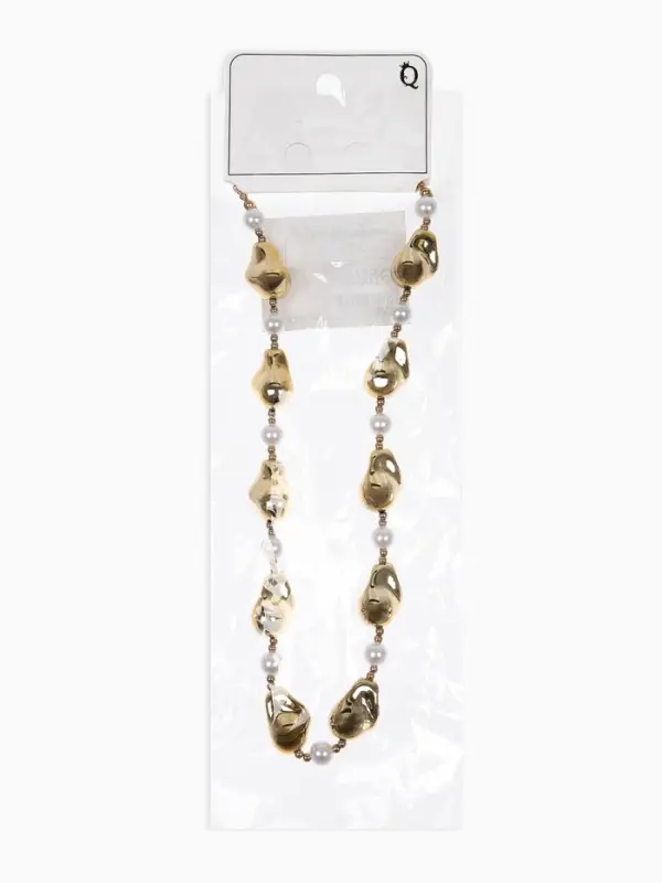 Бусы &laquo;Жемчуг Борокко&raquo;, белые в золоте, 40 см