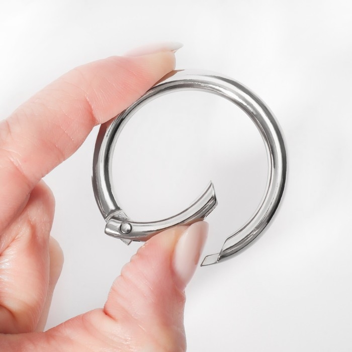 Кольцо-карабин, d = 35/45 мм, толщина - 5 мм, 5 шт, цвет серебряный Кольцо-карабин, d = 35/45 мм, толщина - 5 мм, 5 шт, цвет серебряный