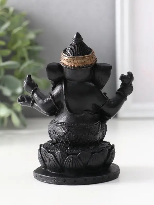 Фигура «Ганеш на лотосе», 10.5×9×8 см, чёрная