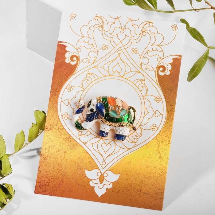 Брошь «Слон» цирковой, цветная в золоте Брошь «Слон» цирковой, цветная в золоте