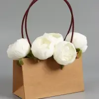 Сумка для цветов влагостойкая, крафт, 22x10.5x13.5 см