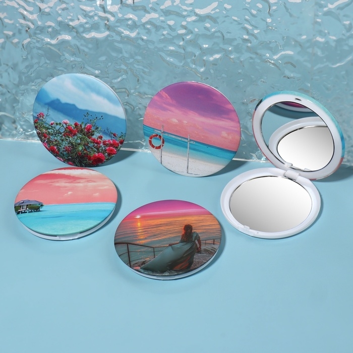 Зеркало складное «Пляж», d = 7,5 см, с увеличением, рисунок МИКС Зеркало складное «Пляж», d = 7,5 см, с увеличением, рисунок МИКС
