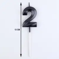 Свеча в торт на шпажке «Цифра 2», черная, 5 см