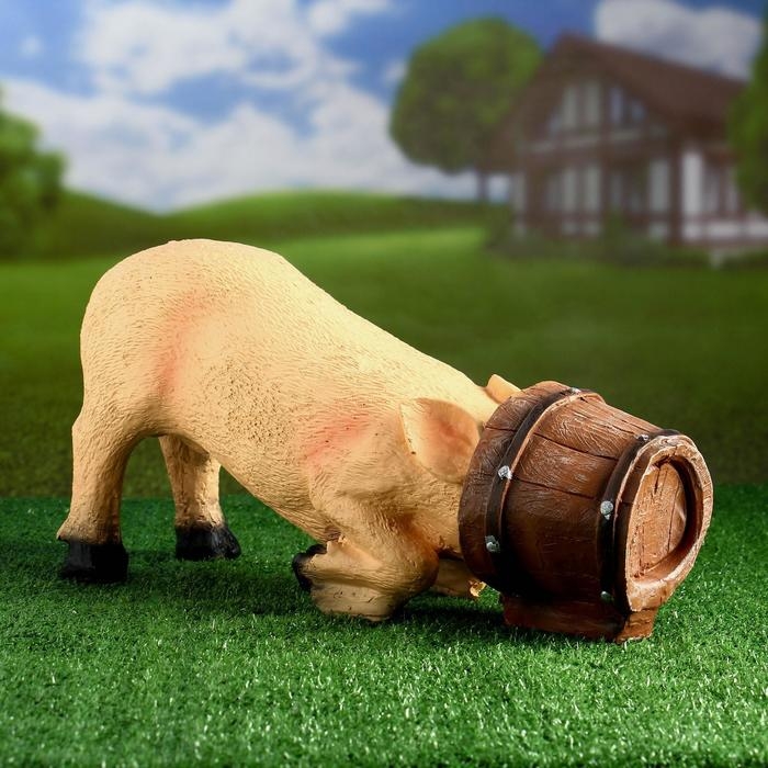 Садовая фигура из полистоуна «Свинья в кадке», 48×16×24 см Садовая фигура из полистоуна «Свинья в кадке», 48×16×24 см