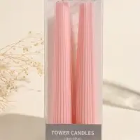 Набор свечей, 3.5х23 см, 2 шт "Башня" пыльная роза 4х9,5х25 см
