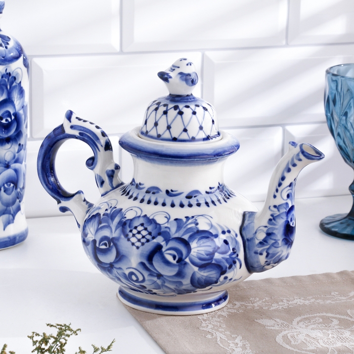 Чайник Чайник "Воробей", 26 х 21 см, гжель