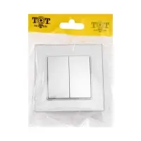 Выключатель TOT Glossy Glass, 10 А, 2 клавиши, скрытый монтаж, стеклянная рамка, серебристый