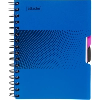 Бизнес-тетрадь А5,140л,кл,спир,пласт.обл,2разд Attache DIGITAL синий 876750