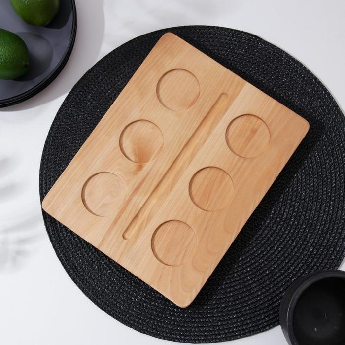 Доска для подачи шотов «Фуршет», 25×20×1,8 см, на 6 рюмок, диаметр ячеек 5 см, с пропиткой, берёза Доска для подачи шотов «Фуршет», 25×20×1,8 см, на 6 рюмок, диаметр ячеек 5 см, с пропиткой, берёза