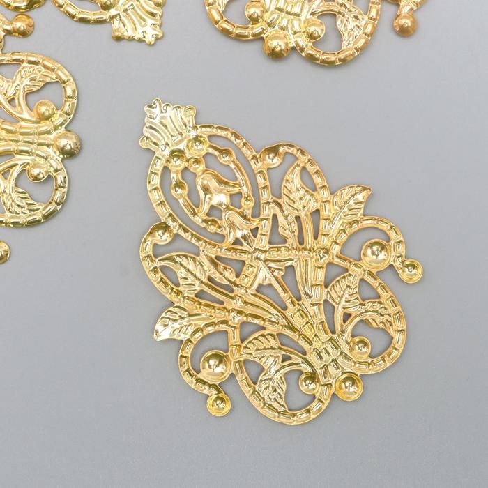 Декоративный элемент "Орнамент", цвет золото 3,5х4,8 см