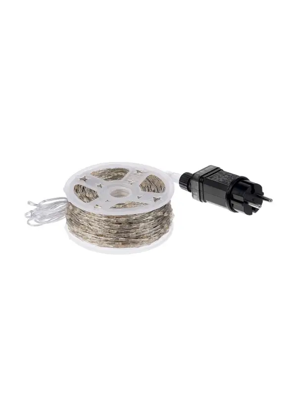 Гирлянда &laquo;Нить&raquo; 200 м роса, IP44, серебристая нить, 2000 LED, пульт, 36 В, свечение тёплое белое