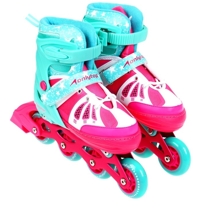 Роликовые коньки раздвижные ONLYTOP, р. 34-37, светящиеся колёса PU 64 мм Роликовые коньки раздвижные ONLYTOP, р. 34-37, светящиеся колёса PU 64 мм