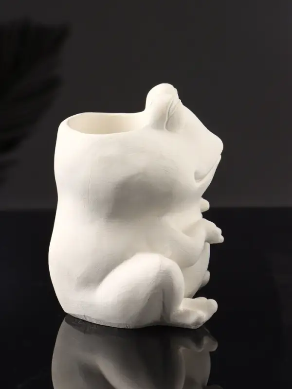 Кашпо "Лягушка с лягушонком" 10х10 см, натуральный, гипс