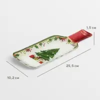 Блюдо сервировочное Доляна &laquo;Новогоднее торжество&raquo;, 25.5&times;10.2&times;1.5 см, в форме бутылки, стекло, белое, зелёное