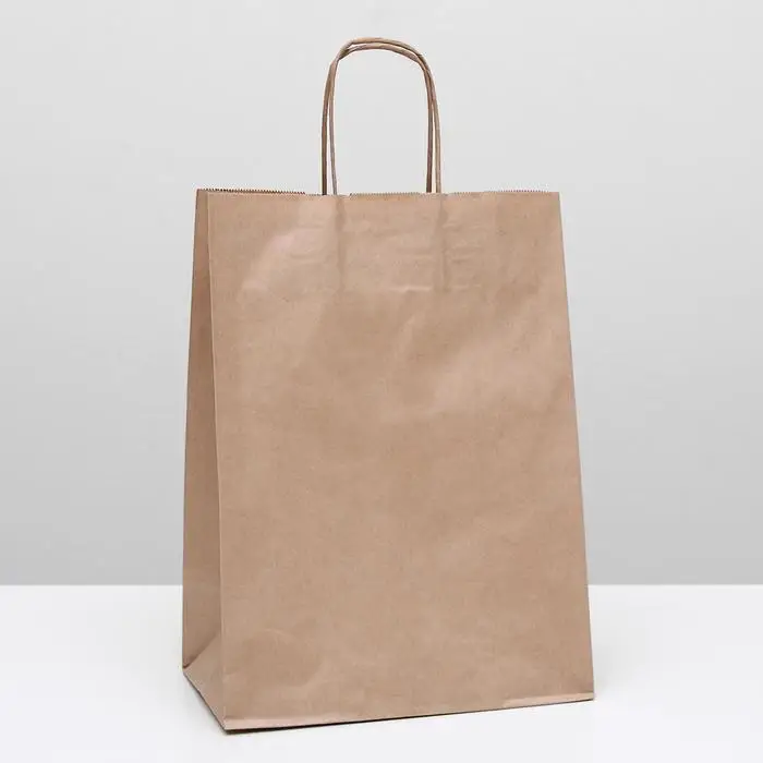 Пакет крафт без печати, круглая ручка 26×15×35 см Пакет крафт без печати, круглая ручка 26×15×35 см