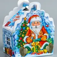 Подарочная коробка новогодняя "Ледяной домик" 19,3 (233) х 18 х 13 см