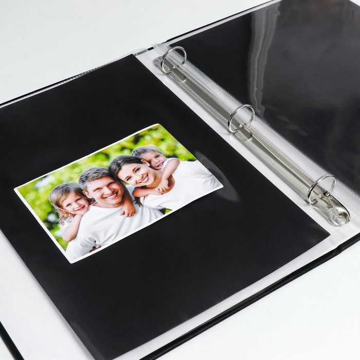 Фотоальбом на кольцах 30 листов+30 файлов Фотоальбом на кольцах 30 листов+30 файлов "Планеты" чёрные листы 31,4х25,8х5 см