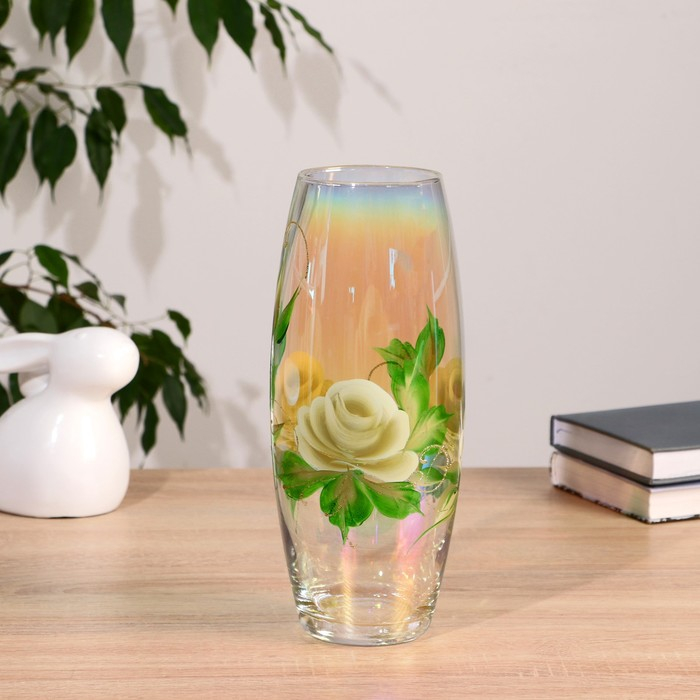 Ваза  FLORA 'Белая роза' (дымка) d-8см 11,5х26 см МИКС Ваза  FLORA 'Белая роза' (дымка) d-8см 11,5х26 см МИКС