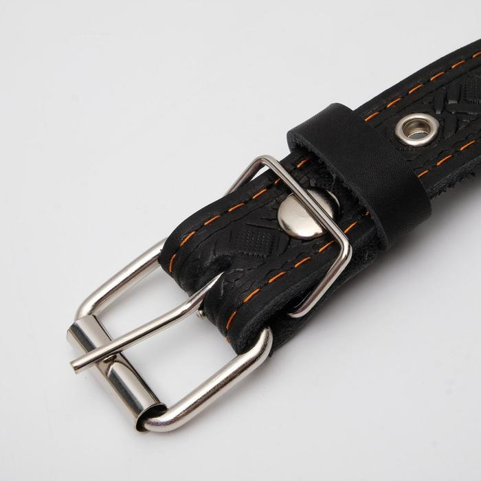 Ошейник кожаный тисненый однослойный, безразмерный, 3 х 60 см, ОШ 42-55 см, микс цветов Ошейник кожаный тисненый однослойный, безразмерный, 3 х 60 см, ОШ 42-55 см, микс цветов