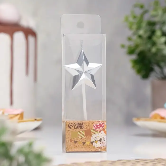 Свеча для торта &laquo;Звезда&raquo;, серебристая