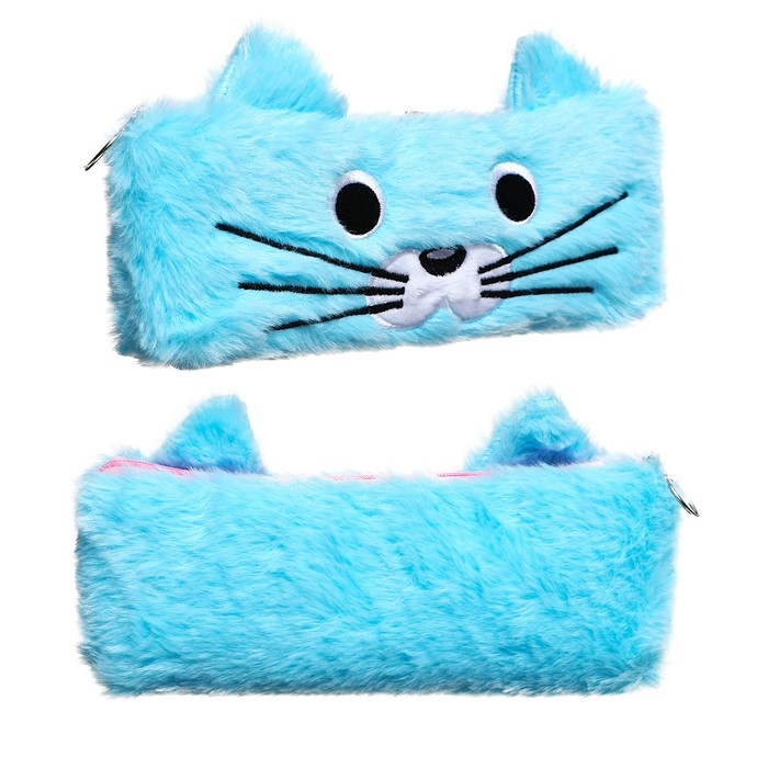 Пенал школьный на молнии Пенал школьный на молнии "Котик" Calligrata, голубой