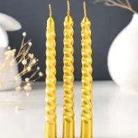 Набор свечей витых, 1.5&times;15 см, 3 шт., золотой