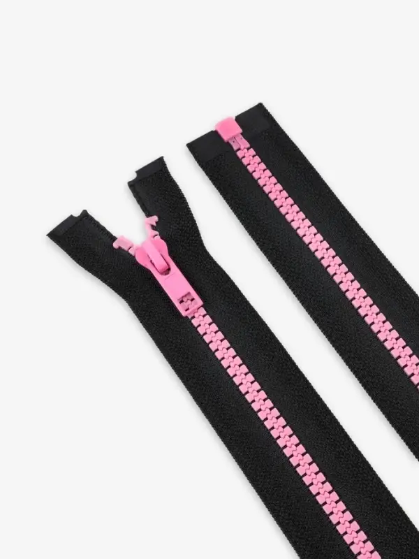 Молния &laquo;Трактор&raquo;, №5, разъёмная, замок автомат, 60 см, чёрная, розовая