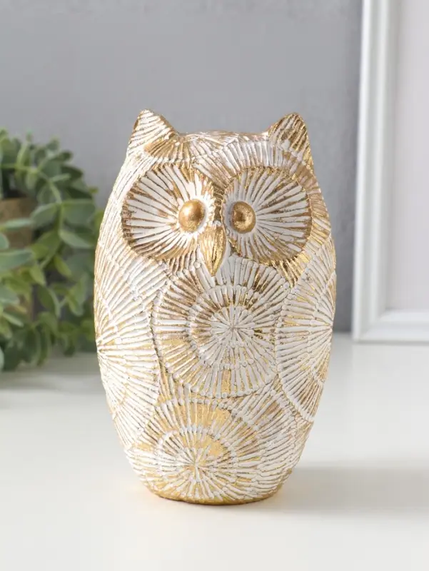 Сувенир полистоун "Филин. Золотые круги" 10х10х15,5 см