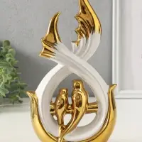 Фигура керамика &laquo;Две птички на ветке&raquo;, белый с золотом, 7&times;15.5&times;29.5 см