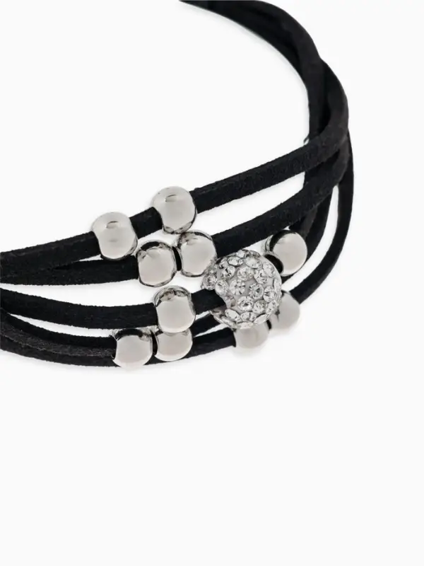 Браслет кожа &laquo;Шамбала&raquo; 5 нитей, замша, чёрный, d=8 см