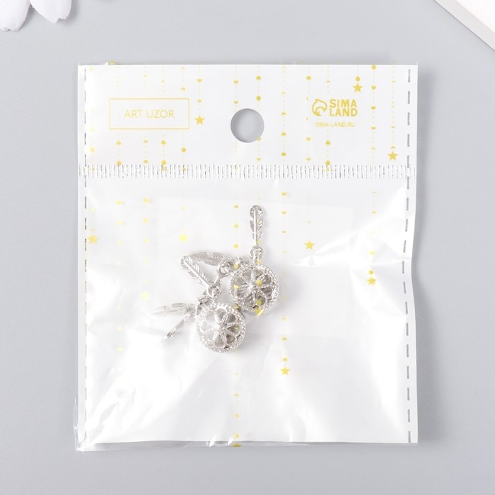 Бусина для творчества металл "Ловец снов с сердцем" серебро 1х2,8 см