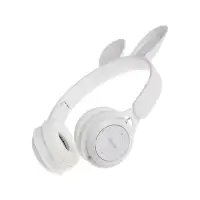 Наушники детские, беспроводные, накладные, с ушками зайца, Y08R, Bluetooth 5.1, с микрофоном, с подсветкой, 400 мАч, белые