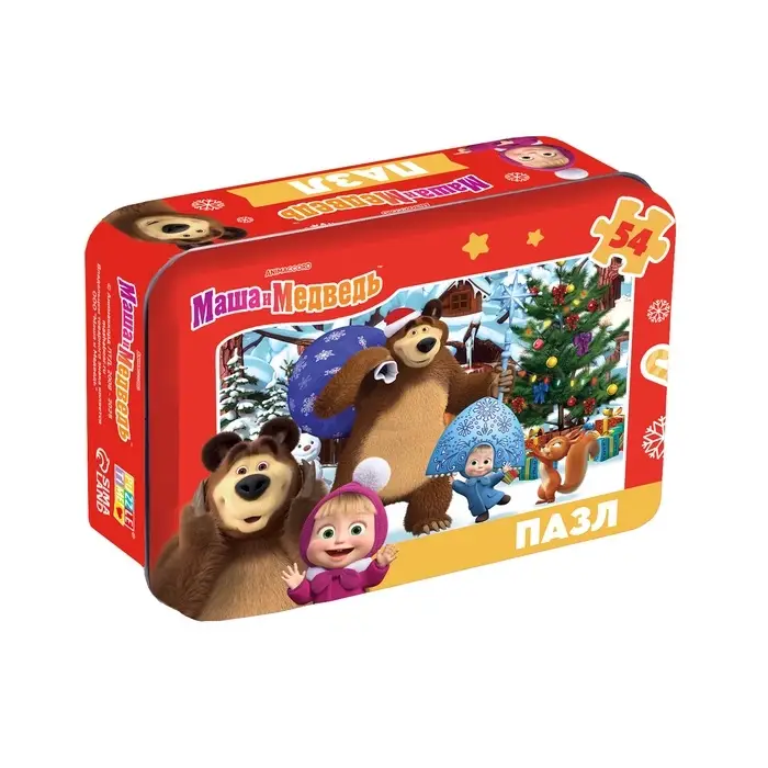 Пазл в металлической коробке Пазл в металлической коробке "Маша и Медведь", 54 детали