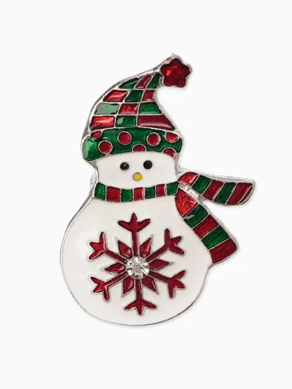Брошь новогодняя &laquo;Снеговик со снежинкой&raquo;, разноцветная в серебре