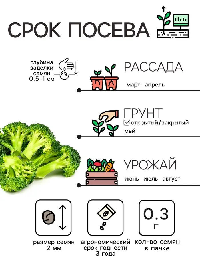 Семена Капуста брокколи "Тонус", 0,3 г Семена Капуста брокколи "Тонус", 0,3 г
