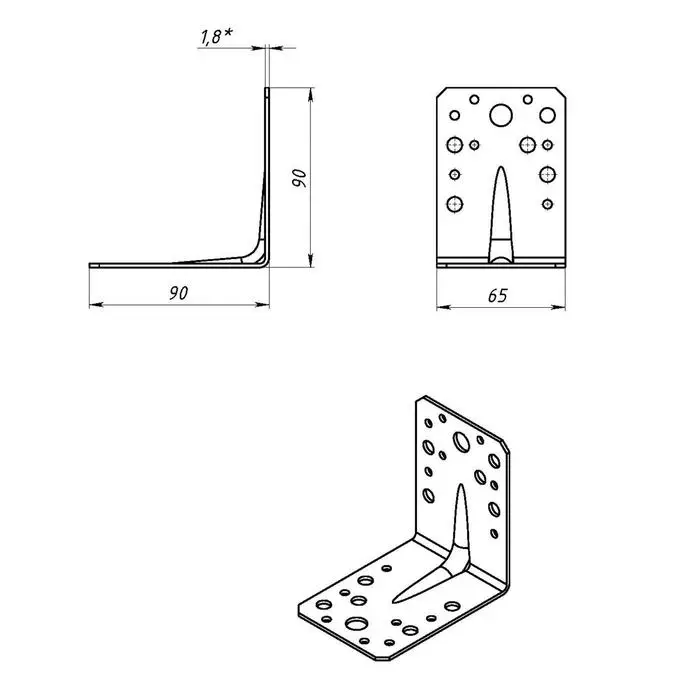 Уголок крепёжный ТУНДРА krep, 90×90×65×2 мм, усиленный, ГОЦ, 1 шт. Уголок крепёжный ТУНДРА krep, 90×90×65×2 мм, усиленный, ГОЦ, 1 шт.