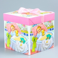 Коробка подарочная самосборная «Детская» Девочкам 15×15×15 см