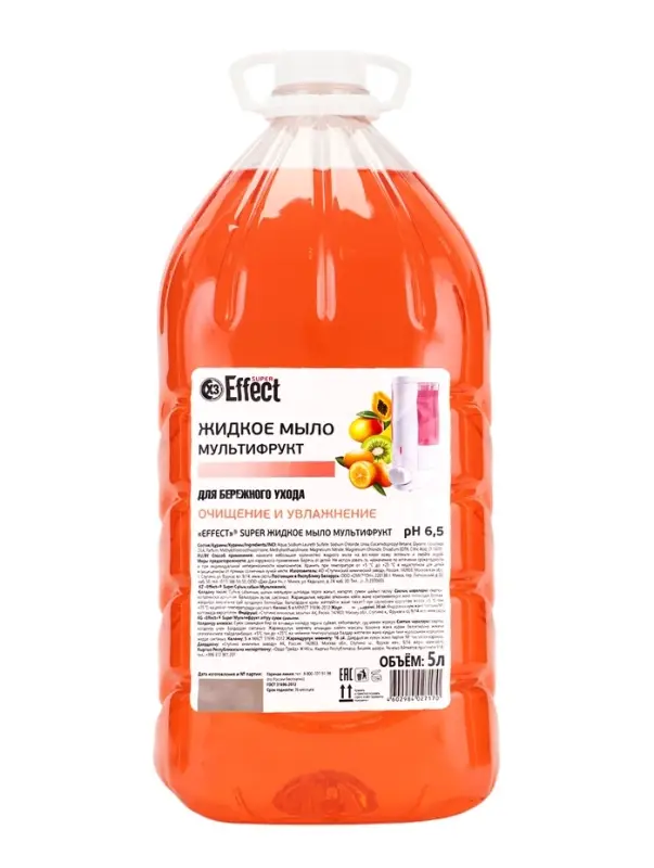 EFFECT Super Жидкое мыло Мультифрукт, 5 л EFFECT Super Жидкое мыло Мультифрукт, 5 л