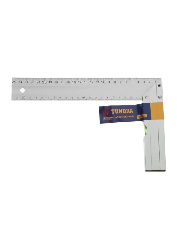 Угольник алюминиевый с уровнем ТУНДРА, 250 мм