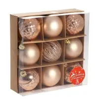 Ёлочные игрушки &laquo;Изабель&raquo;, шары новогодние, набор 9 шт., геометрия, золото
