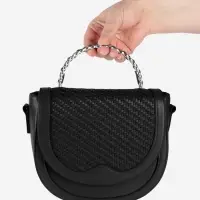 Ручка для сумки, металлическая, с винтами для крепления, 12.8&times;6.5 см, цвет серебряный, чёрный