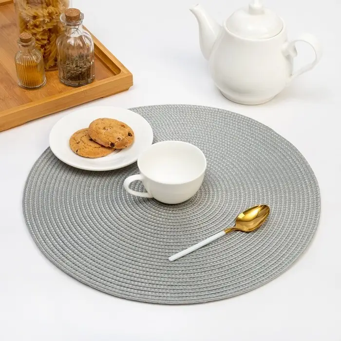 Набор салфеток «Доляна. Классика», 2 шт., серый, d=38 см